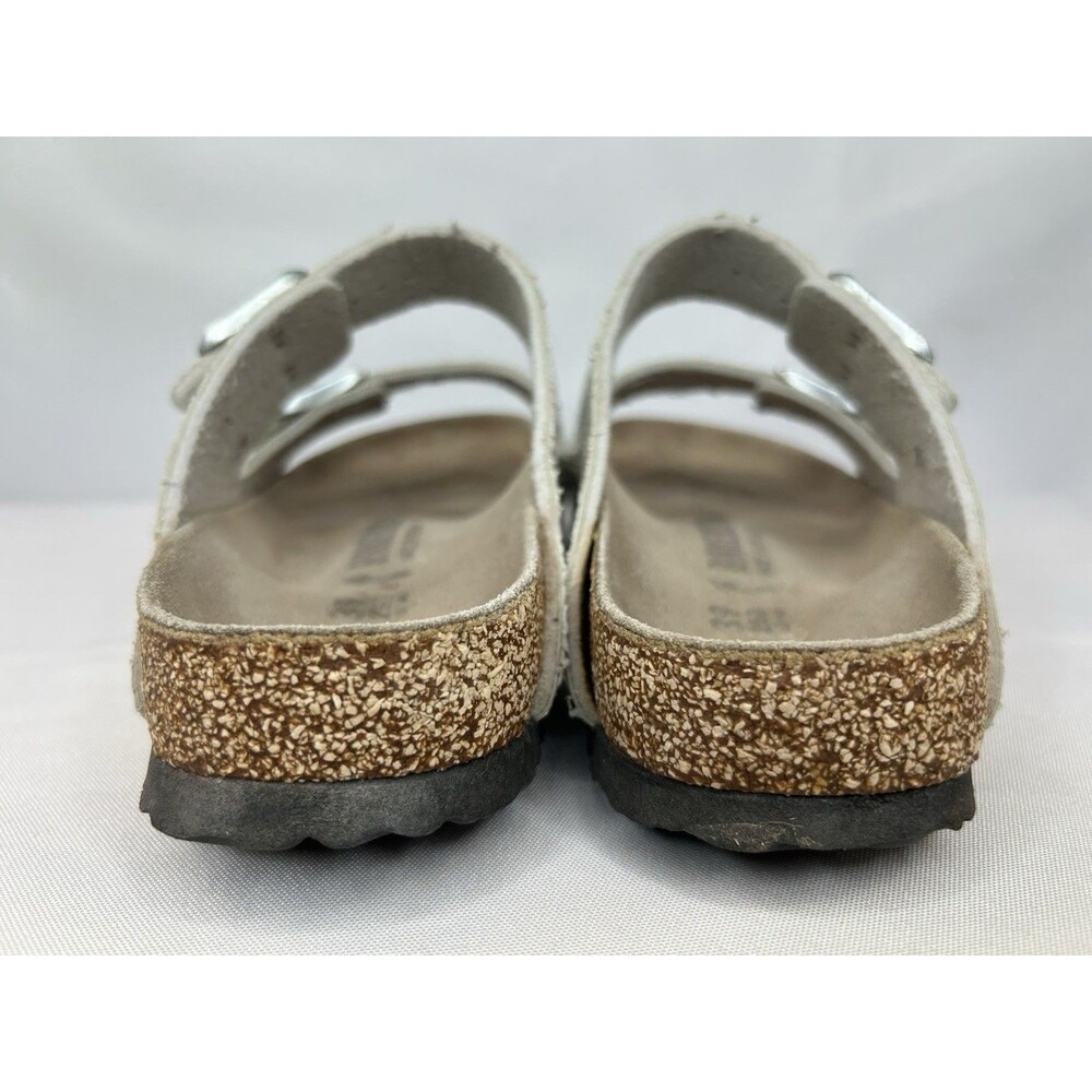 Birkenstock Arizona Silver Gator Gleam Silver 2 Strap Sandals Size 8 US  39 EU - Picture 5 of 9